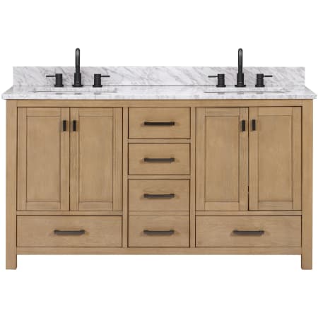 Avanity Modero 60" Free Standing Double Basin Vanity Set with Cabinet and Marble Vanity Top Brushed Oak