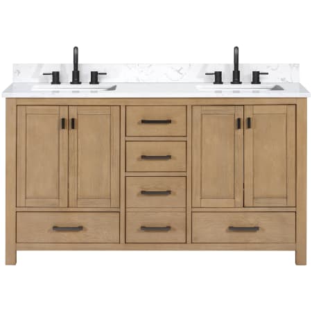 Avanity Modero 60" Free Standing Double Basin Vanity Set with Cabinet and Engineered Stone Vanity Top Brushed Oak