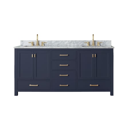 Avanity Modero 72" Free Standing Double Basin Vanity Set with Wood Cabinet and Marble Vanity Top Navy Blue