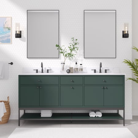 Avanity Paisley 72" Free Standing Double Basin Vanity Set with Cabinet and Cultured Marble Vanity Top Everglade Green