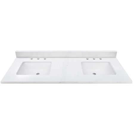 Avanity 61" Quartz Vanity Top with Undermount Rectangular Sinks and Backsplash White with Veins