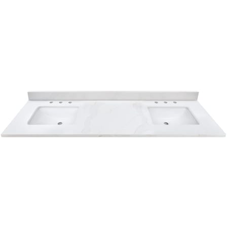 Avanity 73" Quartz Vanity Top with Undermount Rectangular Sinks and Backsplash White with Veins