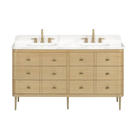 Avanity Serena 60" Free Standing or Wall Mounted Double Basin Vanity Set with Cabinet and Quartz Vanity Top White Oak