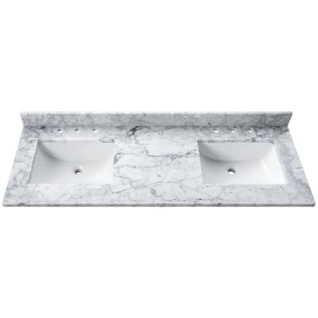 Avanity 61" Marble Vanity Top with Undermount Rectangular Sinks and Backsplash Carrara White