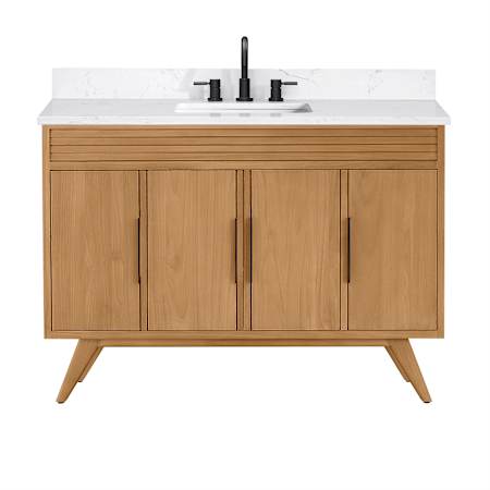 Avanity Taylor 49" Free Standing Single Basin Vanity Set with Cabinet and Engineered Stone Vanity Top Natural Teak
