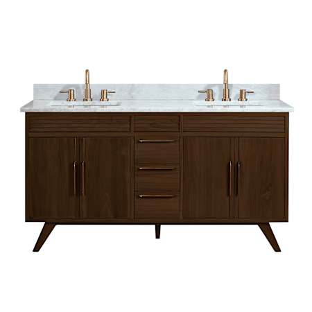 Avanity Taylor 60" Free Standing Double Basin Vanity Set with Wood Cabinet and Marble Vanity Top Brown Teak
