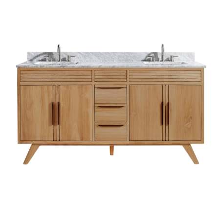 Avanity Taylor 60" Free Standing Double Basin Vanity Set with Wood Cabinet and Marble Vanity Top Natural Teak