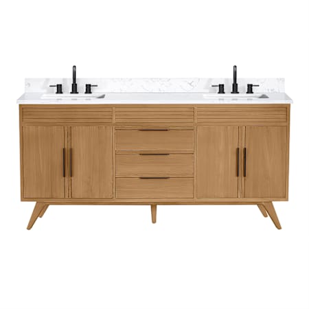 Avanity Taylor 72" Free Standing Double Basin Vanity Set with Cabinet and Engineered Stone Vanity Top Natural Teak