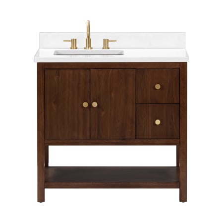 Avanity Zoe 36" Free Standing Single Basin Vanity Set with Cabinet and Quartz Vanity Top Walnut