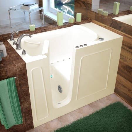 Avano Walk-In Tubs 52-3/4" Gel Coated Air Bathtub for Alcove Installations with Left Drain, Roman Tub Faucet and Handshower Biscuit