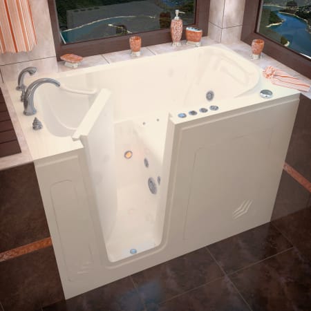 Avano Walk-In Tubs 53-1/2" Acrylic Air / Whirlpool Bathtub for Alcove Installations with Left Drain, Roman Tub Faucet and Handshower Biscuit