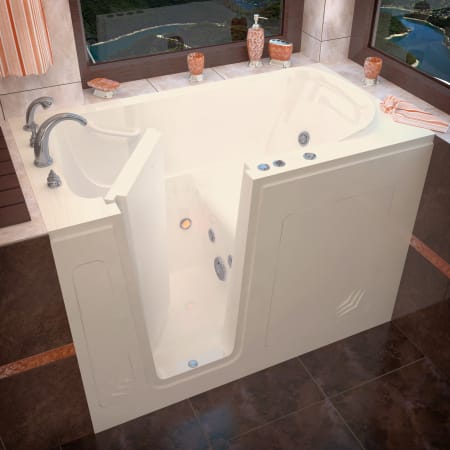 Avano Walk-In Tubs 53-7/8" Acrylic Whirlpool Bathtub for Alcove Installations with Left Drain, Roman Tub Faucet and Handshower Biscuit