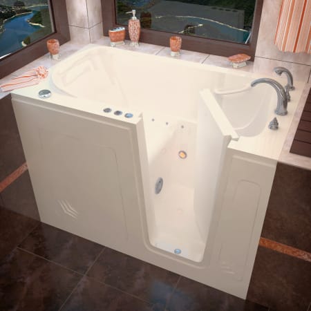 Avano Walk-In Tubs 53-7/8" Acrylic Air Bathtub for Alcove Installations with Right Drain, Roman Tub Faucet and Handshower Biscuit