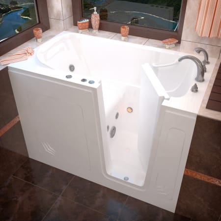 Avano Walk-In Tubs 53-7/8" Acrylic Whirlpool Bathtub for Alcove Installations with Right Drain, Roman Tub Faucet and Handshower White