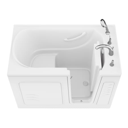 Avano Architect Series 52-7/8" Gel Coated Soaking Bathtub for Alcove Installations with Right Drain, Roman Tub Faucet and Handshower White