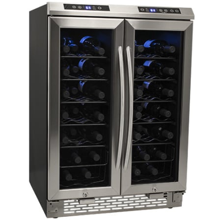 Avanti 24 Inch Wide 4.2 Cu. Ft. Capacity 38 Bottle Built-In Dual Zone Wine Cooler Stainless Steel