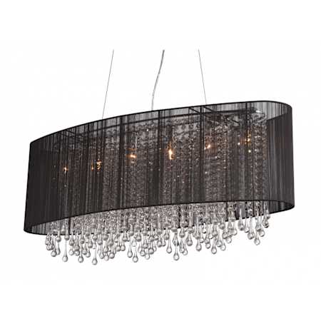 Avenue Lighting Beverly Dr. 6 Light 39" Wide Crystal Linear Chandelier Black Silk String