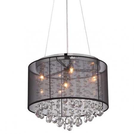 Avenue Lighting Riverside Dr. 4 Light 17" Wide Drum Chandelier Black Organza Silk