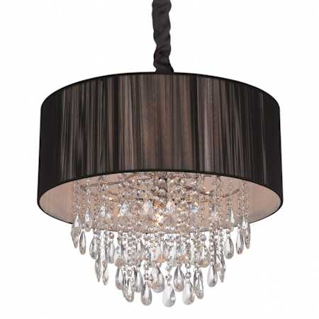 Avenue Lighting Vineland Ave. 5 Light 19" Wide Drum Chandelier with Silk Shade Black Silk String