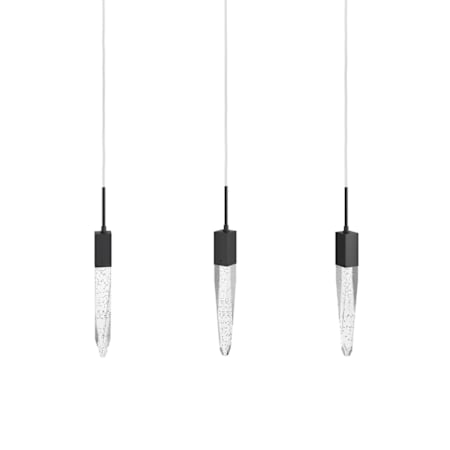 Avenue Lighting Aspen 3 Light 37" Wide LED Crystal Linear Pendant with Bubbled Crystal Shades Black