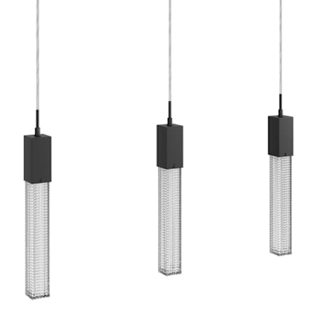 Avenue Lighting Boa 3 Light 37" Wide LED Crystal Linear Pendant with Rock-Studded Glass Shades Black