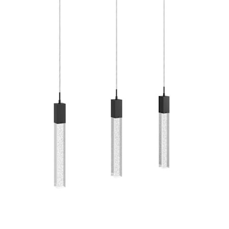 Avenue Lighting The Original Glacier 3 Light 37" Wide LED Crystal Linear Pendant with Bubbled Crystal Shades Black