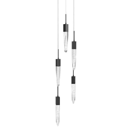 Avenue Lighting Aspen 5 Light 12" Wide LED Crystal Multi Light Pendant with Bubbled Crystal Shades Black