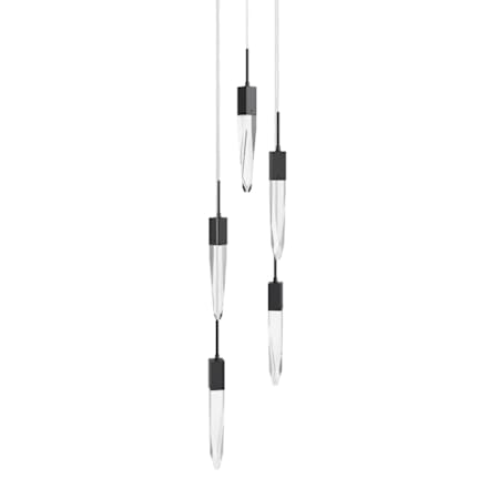 Avenue Lighting Aspen 5 Light 12" Wide LED Crystal Multi Light Pendant with Clear Crystal Shades Black