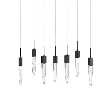 Avenue Lighting Aspen 7 Light 47" Wide LED Crystal Linear Pendant with Bubbled Crystal Shades Black