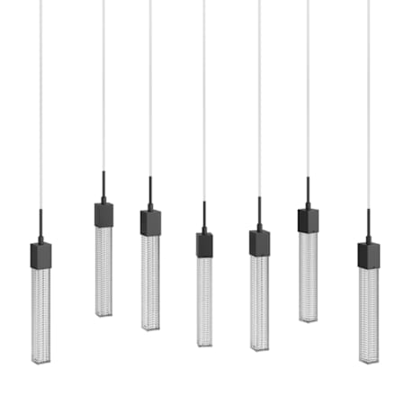 Avenue Lighting Boa 7 Light 47" Wide LED Crystal Linear Pendant with Rock-Studded Glass Shades Black