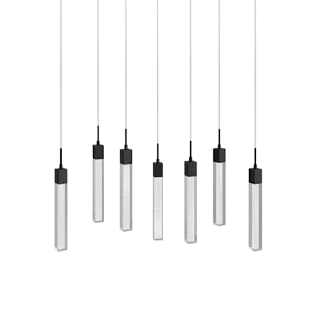 Avenue Lighting The Original Glacier 7 Light 47" Wide LED Crystal Linear Pendant with Snow Glass Shades Black