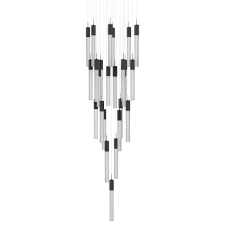 Avenue Lighting Boa 25 Light 28" Wide LED Crystal Multi Light Pendant with Rock-Studded Glass Shades Black