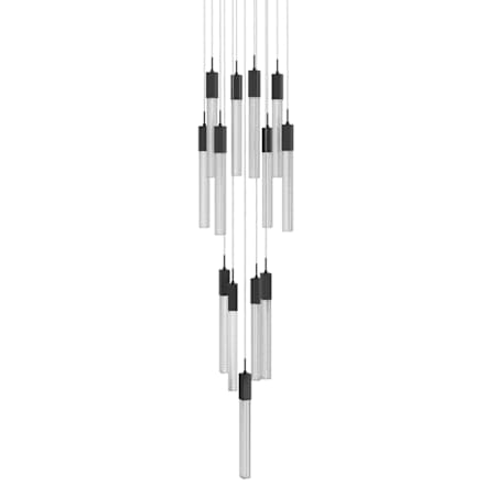 Avenue Lighting Boa 13 Light 20" Wide LED Crystal Multi Light Pendant with Rock-Studded Glass Shades Black