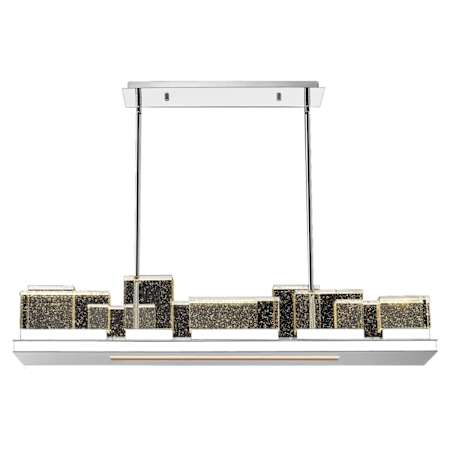 Avenue Lighting The Original Glacier 42" Wide LED Crystal Linear Chandelier with Bubbled Crystal Shades Polished Nickel