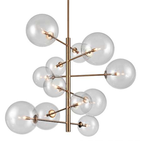 Avenue Lighting Delilah 12 Light 43" Wide Abstract Sputnik Chandelier with Glass Shades Aged Brass