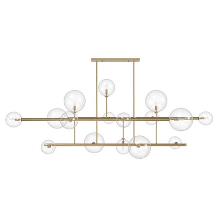 Avenue Lighting Delilah 16 Light 84" Wide Abstract Chandelier with Clear Glass Shades Aged Brass