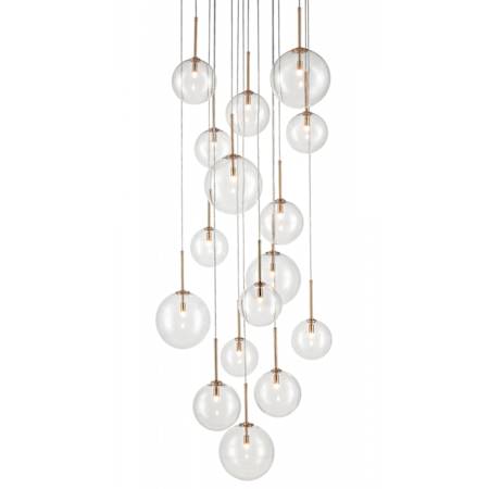 Avenue Lighting Delilah 16 Light 34" Wide Multi Light Pendant with Glass Shades Aged Brass