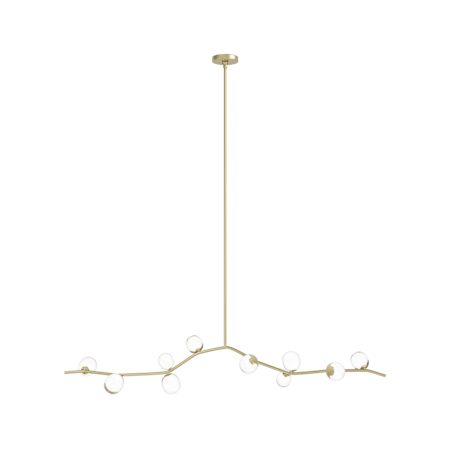 Avenue Lighting Hampton 10 Light 78" Wide Abstract Chandelier with Hand-Blown Glass Shades Brushed Brass / Clear Glass