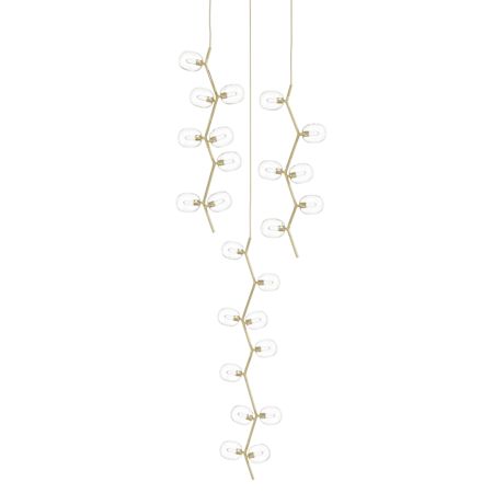 Avenue Lighting Hampton 24 Light 26" Wide Abstract Multi Light Pendant with Hand-Blown Glass Shades Brushed Brass / Clear Glass