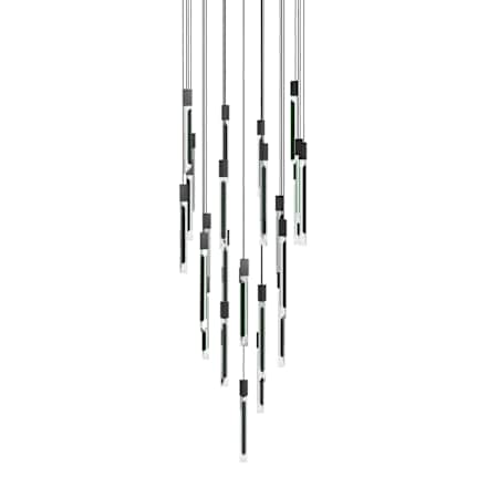 Avenue Lighting Alpine 31 Light 36" Wide LED Multi Light Pendant with Marbleized Crystal Shades Black Jade Glass