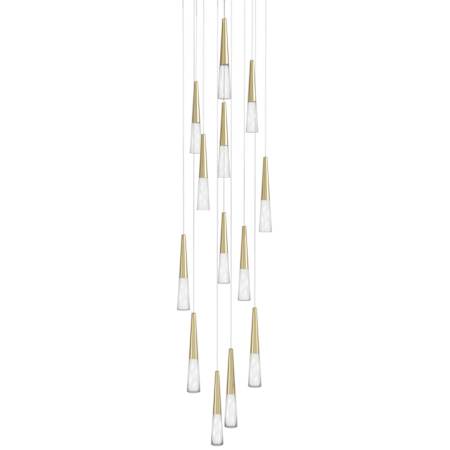 Avenue Lighting Encino 13 Light 22" Wide LED Crystal Multi Light Pendant with Clear Crystal Shades Brushed Brass