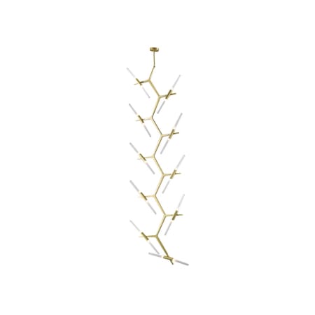 Avenue Lighting San Vicente Blvd. 20 Light 35" Wide LED Abstract Chandelier with Frosted Glass Shades Brushed Brass