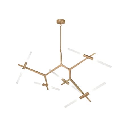 Avenue Lighting San Vicente Blvd. 10 Light 48" Wide LED Abstract Chandelier with Frosted Glass Shades Brushed Brass