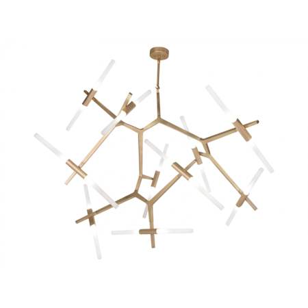 Avenue Lighting San Vicente Blvd. 20 Light 62" Wide LED Abstract Chandelier with Frosted Glass Shades Brushed Brass