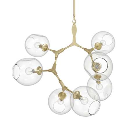 Avenue Lighting Fairfax Ave. 7 Light 30" Wide Abstract Chandelier with Hand-Blown Glass Shades Brushed Brass