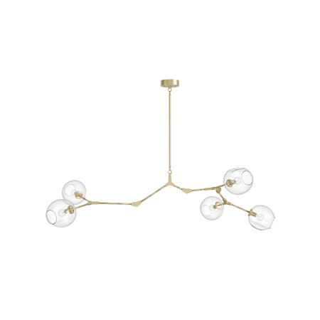 Avenue Lighting Fairfax Ave. 5 Light 66" Wide Abstract Chandelier with Hand-Blown Glass Shades Brushed Brass