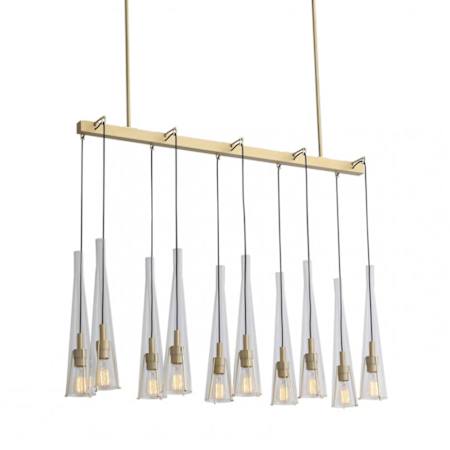 Avenue Lighting Abbey Park 10 Light 50" Wide Linear Pendant Brushed Brass