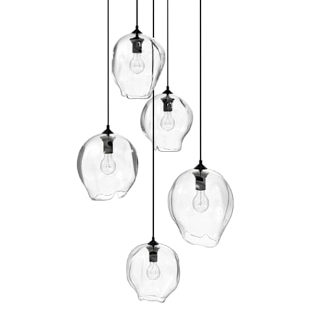 Avenue Lighting Sonoma Ave. 5 Light 28" Wide Multi Light Pendant with Water Glass Shades Dark Bronze