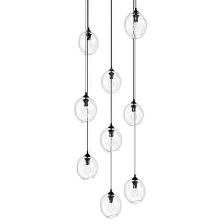 Avenue Lighting Sonoma Ave. 9 Light 37" Wide Multi Light Pendant with Water Glass Shades Dark Bronze