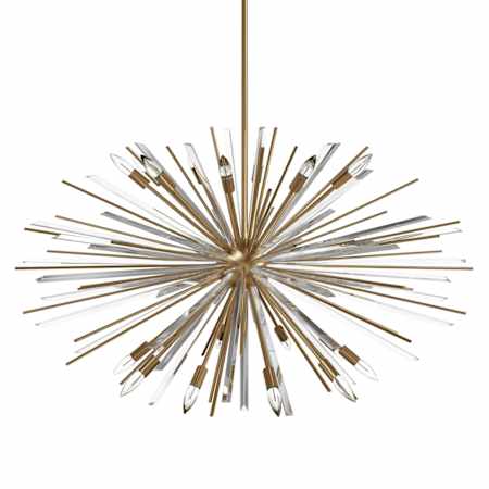 Avenue Lighting Palisades Ave. 18 Light 60" Wide Sputnik Chandelier Aged Brass / Champagne Glass